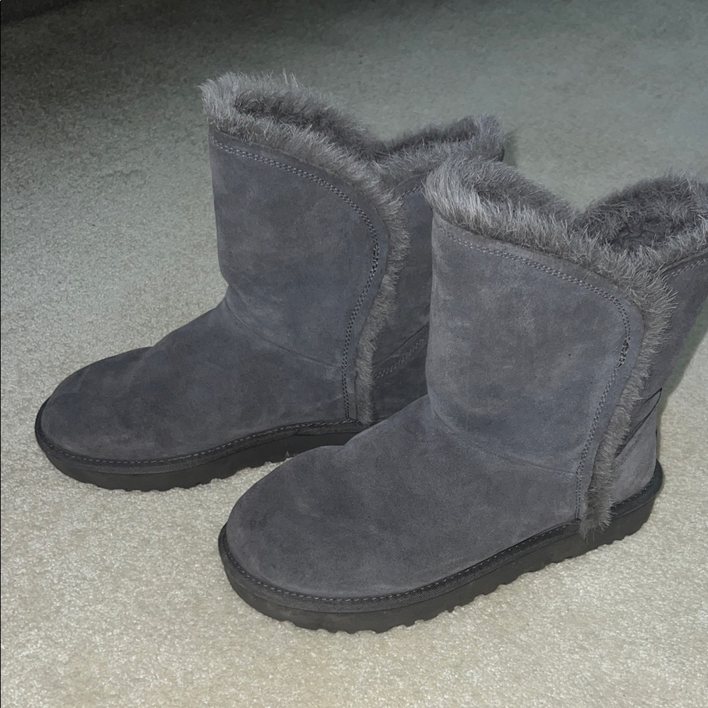 UGG Charcoal Fur-Lined Winter Boots